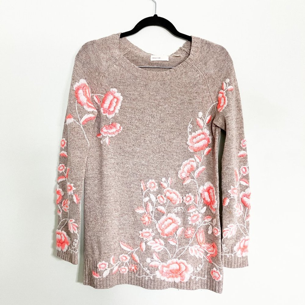 Anthropologie Sleeping on snow woolflower  embroidered tunic sweater size XS